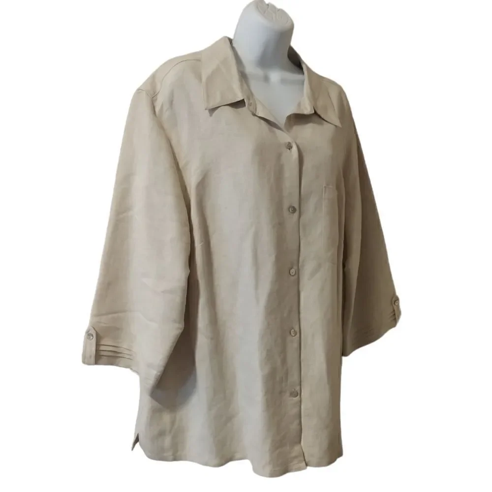 Crazy Horse Liz Claiborne Woman linen blend blouse top shirt size 2_2